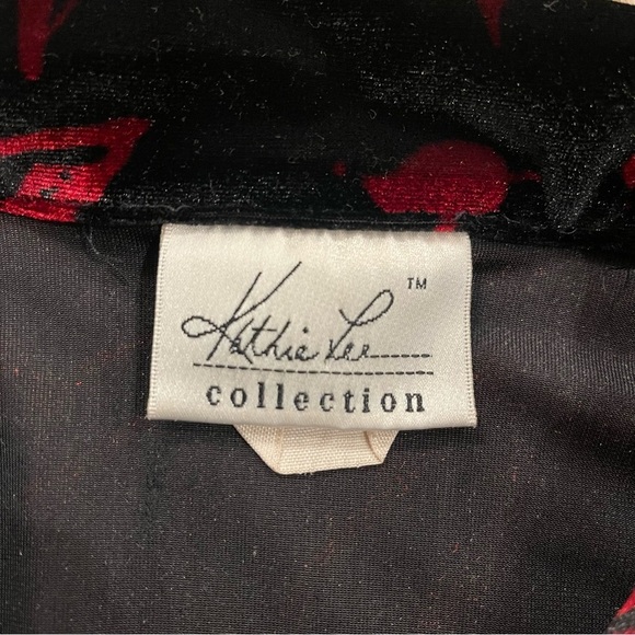 Vtg 90s Kathie Lee Velvet Button Up Women’s Large Black Red Floral Whimsigoth - Picture 5 of 10